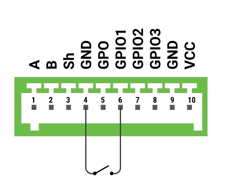Podklyuchenie taktovoj knopki k vyvodam GND i GPIO1