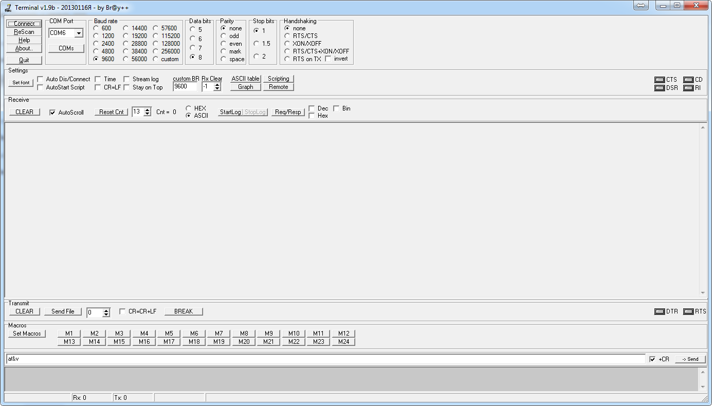 Otkryt' programmu Terminal v.1.9b